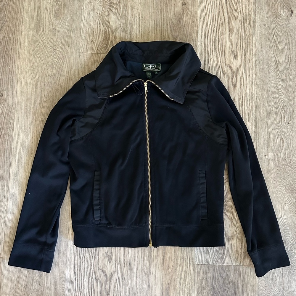 L-RL Ralph Lauren Active Black Sweater Zip Cardigan - Women’s Medium